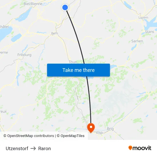 Utzenstorf to Raron map