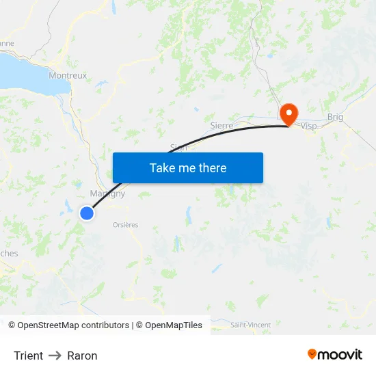 Trient to Raron map