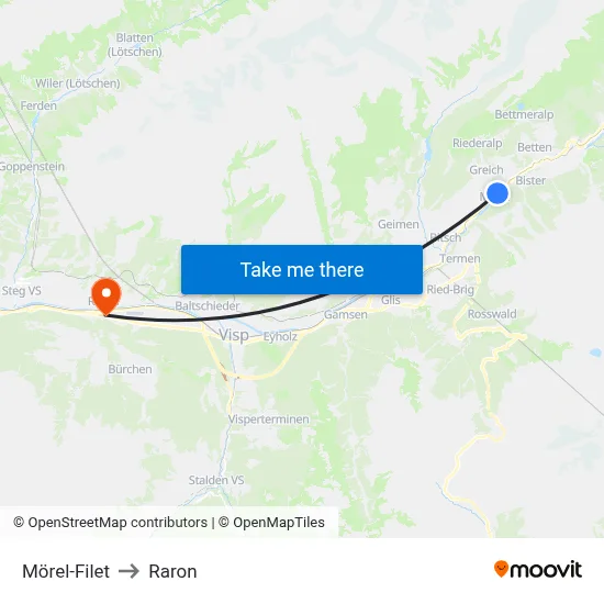 Mörel-Filet to Raron map