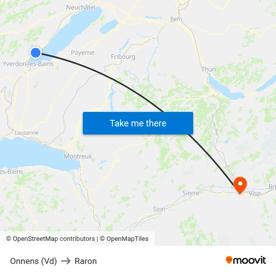 Onnens (Vd) to Raron map