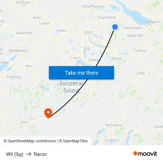 Wil (Sg) to Raron map