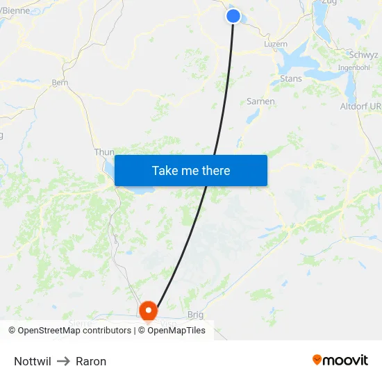 Nottwil to Raron map