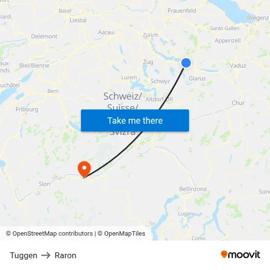 Tuggen to Raron map