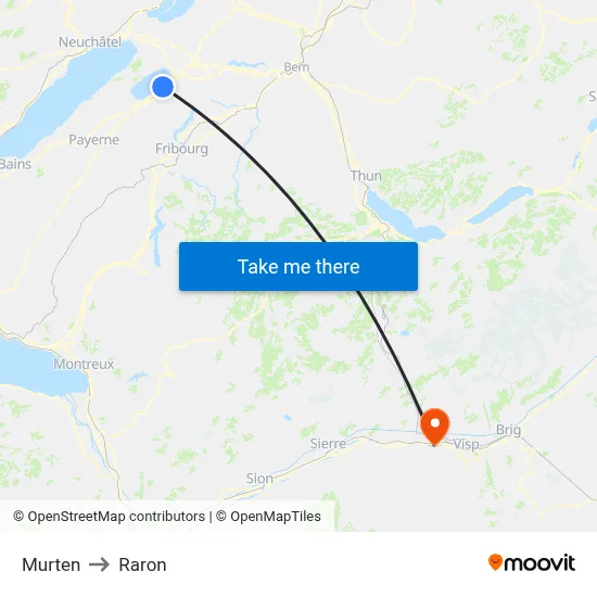Murten to Raron map