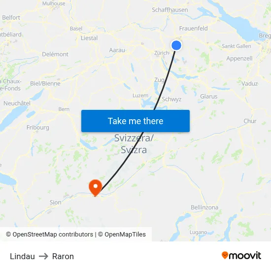 Lindau to Raron map