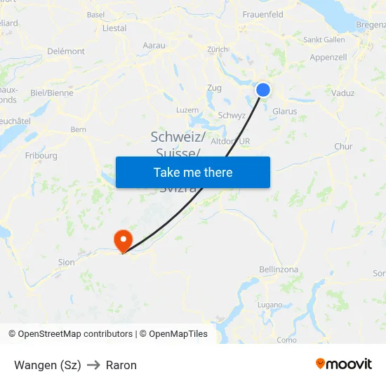 Wangen (Sz) to Raron map