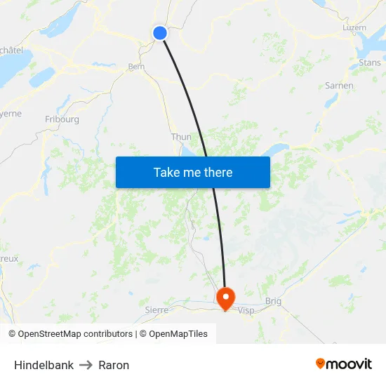 Hindelbank to Raron map