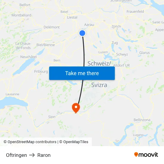 Oftringen to Raron map