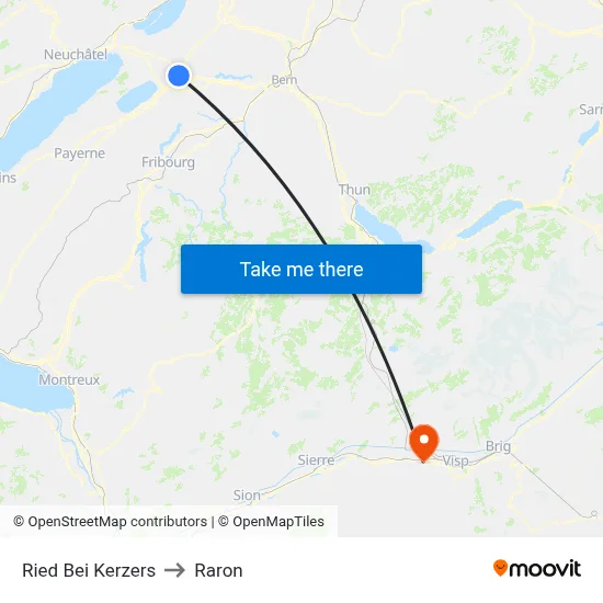 Ried Bei Kerzers to Raron map