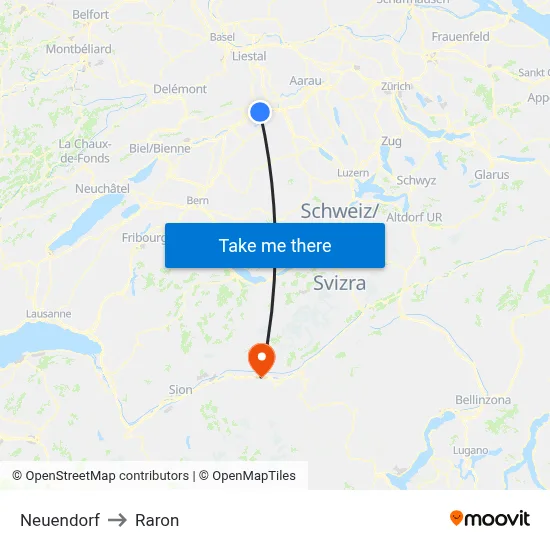 Neuendorf to Raron map