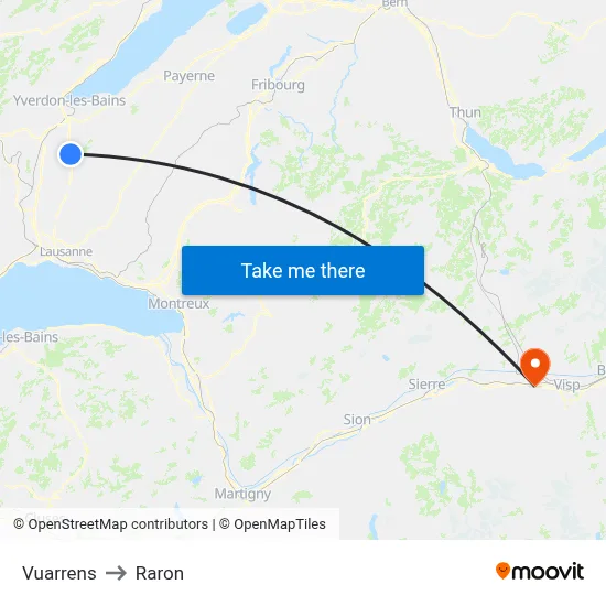 Vuarrens to Raron map