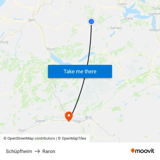 Schüpfheim to Raron map