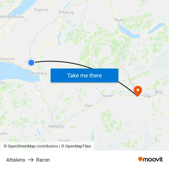 Attalens to Raron map