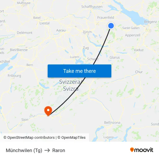 Münchwilen (Tg) to Raron map