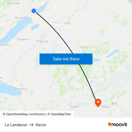 Le Landeron to Raron map