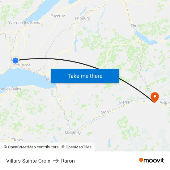 Villars-Sainte-Croix to Raron map