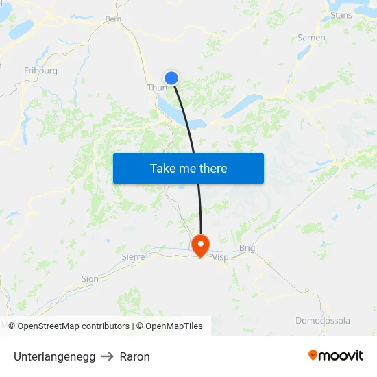 Unterlangenegg to Raron map