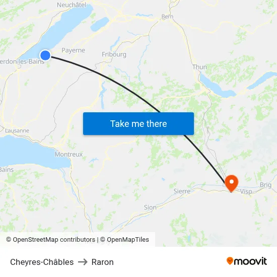 Cheyres-Châbles to Raron map