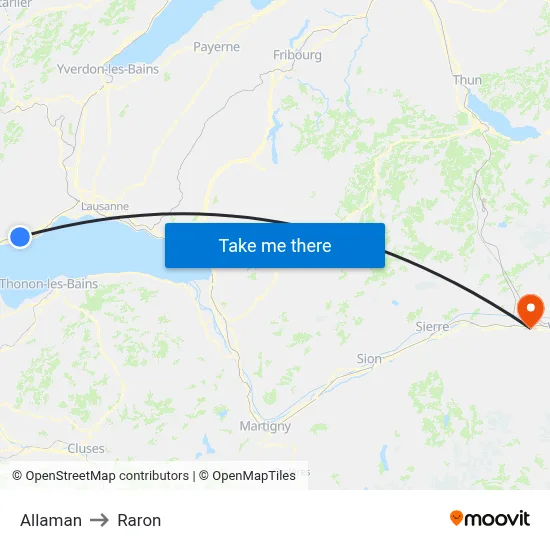 Allaman to Raron map