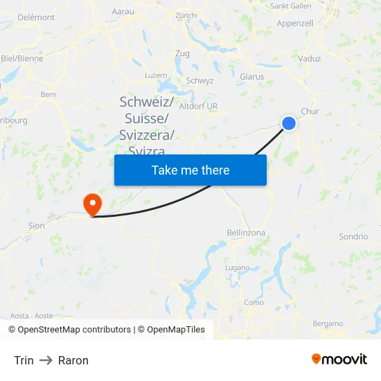 Trin to Raron map