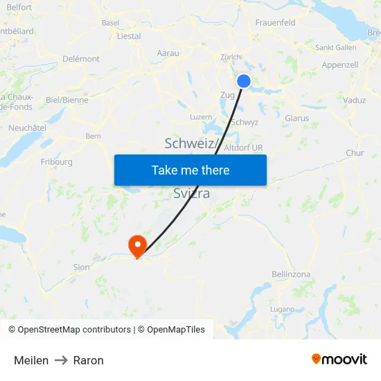 Meilen to Raron map
