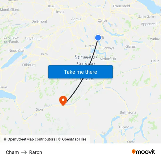 Cham to Raron map