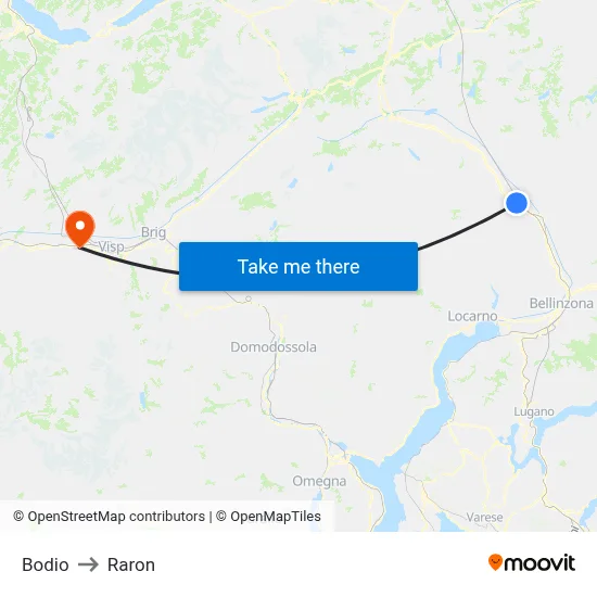 Bodio to Raron map