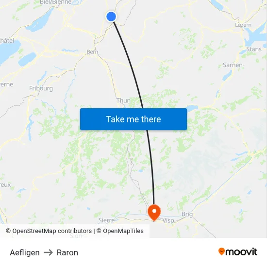 Aefligen to Raron map
