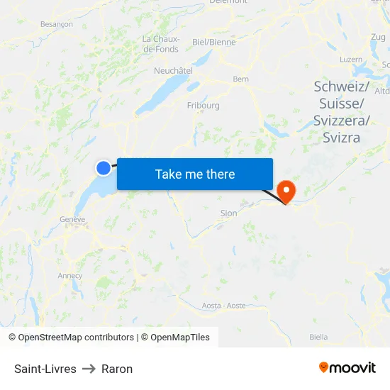 Saint-Livres to Raron map