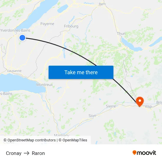 Cronay to Raron map