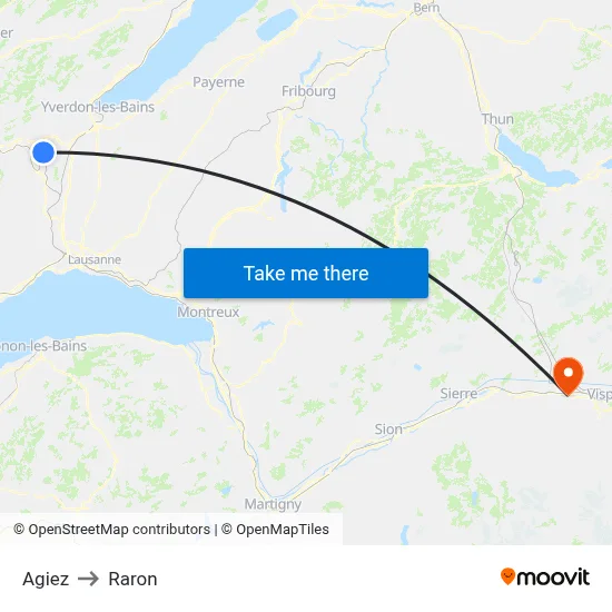 Agiez to Raron map
