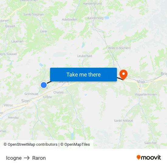 Icogne to Raron map