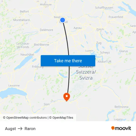 Augst to Raron map