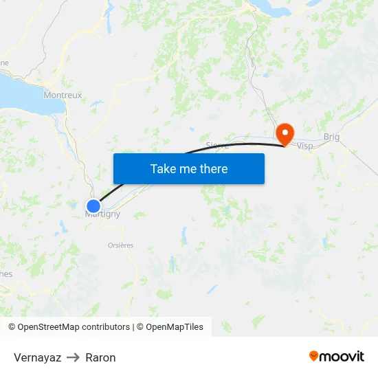 Vernayaz to Raron map