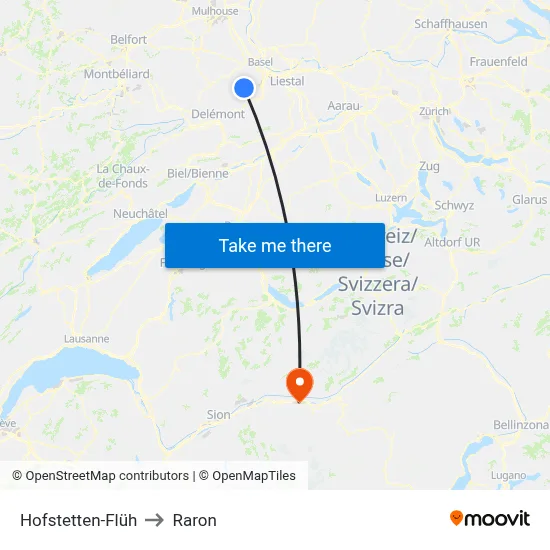 Hofstetten-Flüh to Raron map