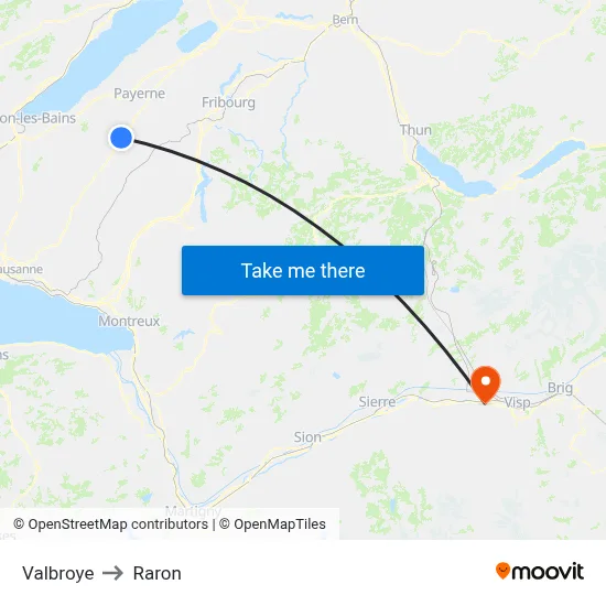 Valbroye to Raron map