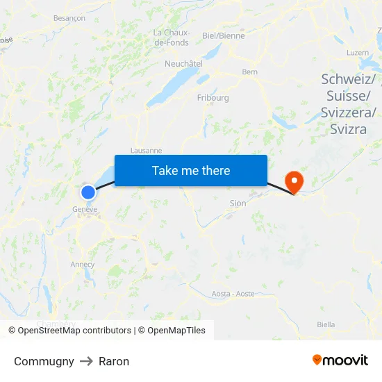 Commugny to Raron map