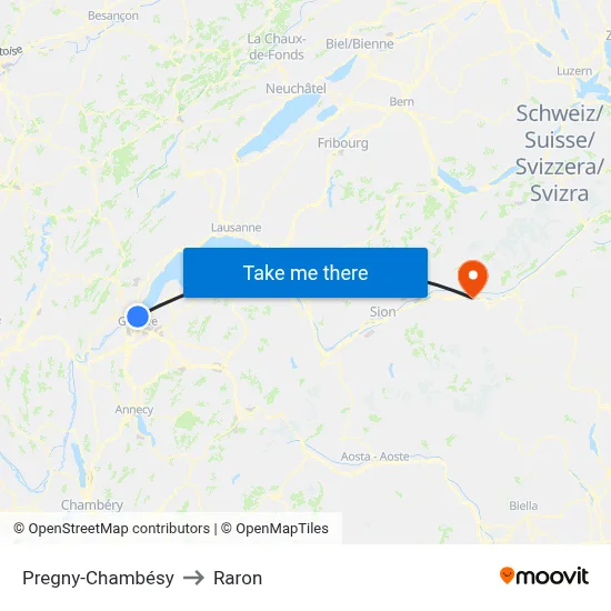 Pregny-Chambésy to Raron map