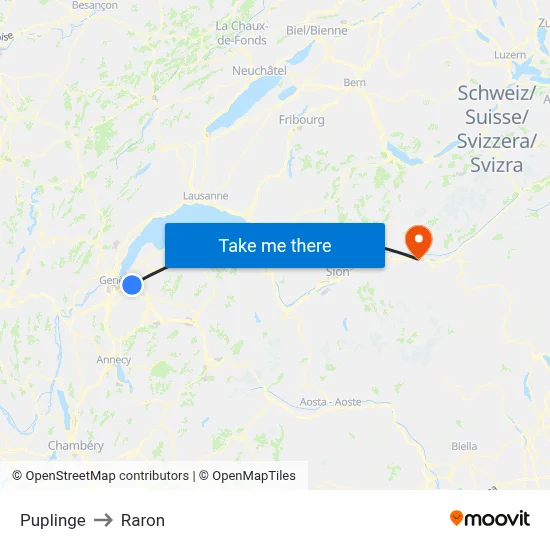 Puplinge to Raron map