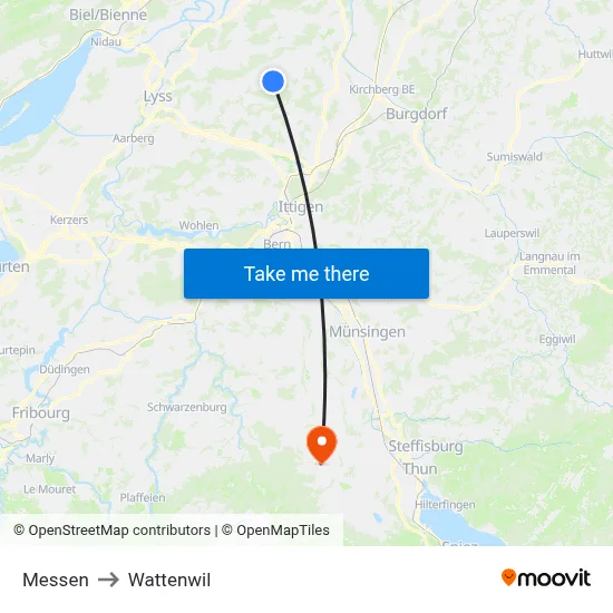 Messen to Wattenwil map