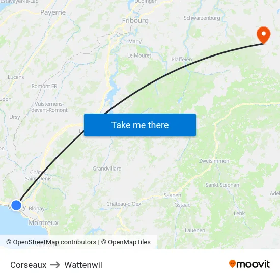 Corseaux to Wattenwil map