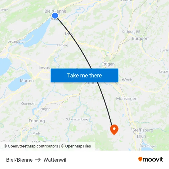 Biel/Bienne to Wattenwil map