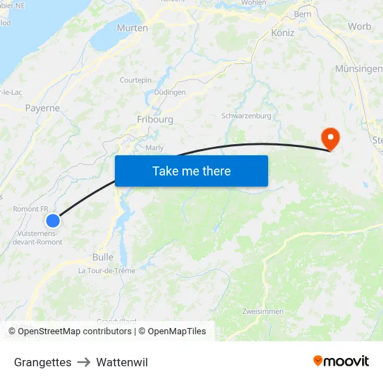 Grangettes to Wattenwil map