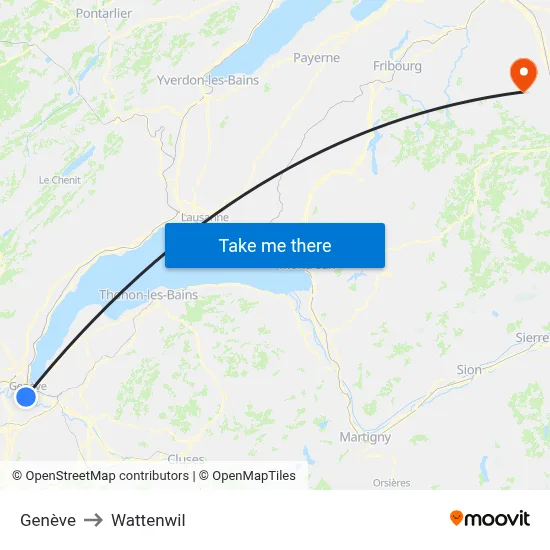 Genève to Wattenwil map
