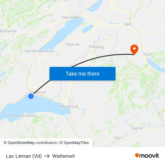 Lac Léman (Vd) to Wattenwil map