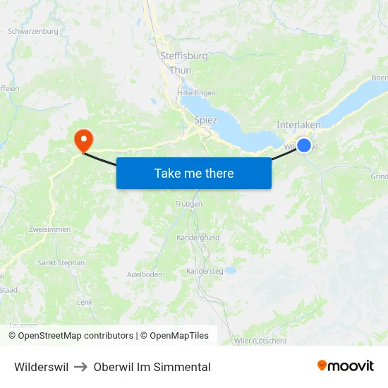 Wilderswil to Oberwil Im Simmental map