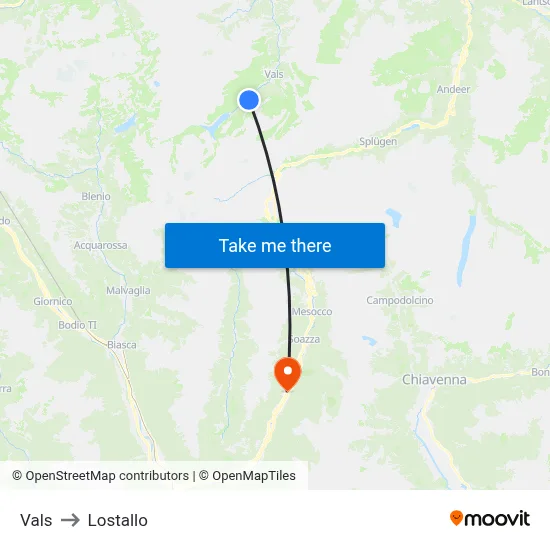 Vals to Lostallo map