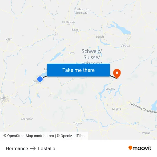 Hermance to Lostallo map