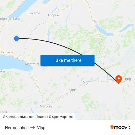 Hermenches to Visp map