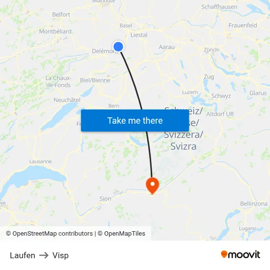 Laufen to Visp map